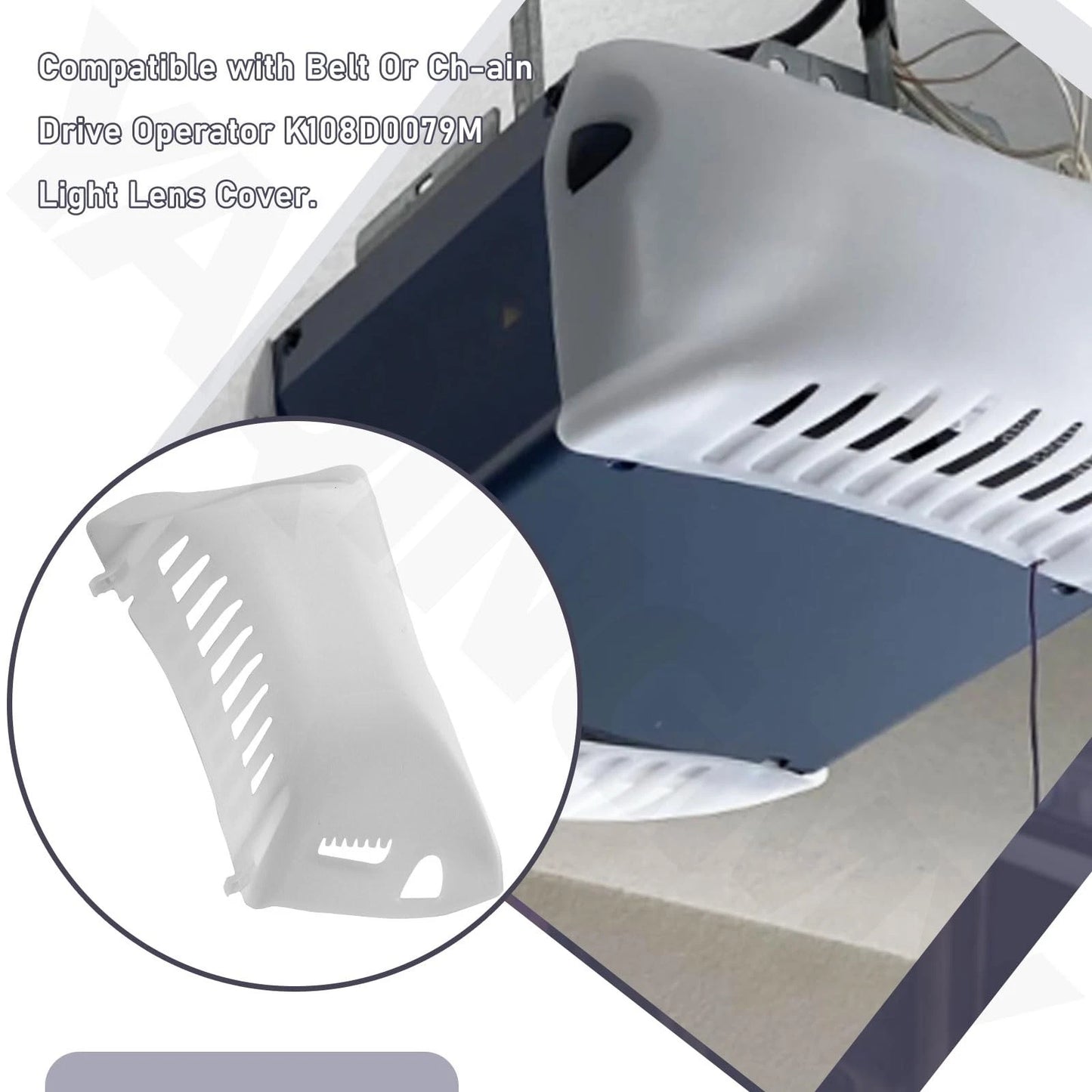 2 Pcs 108D79 Garage Door Opener Light Lens Cover Compatible with Belt White