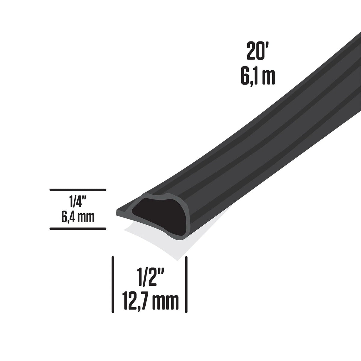 M-D Building Products 68668 Highly Durable Silicone Rubber 1/2" x 20', Black