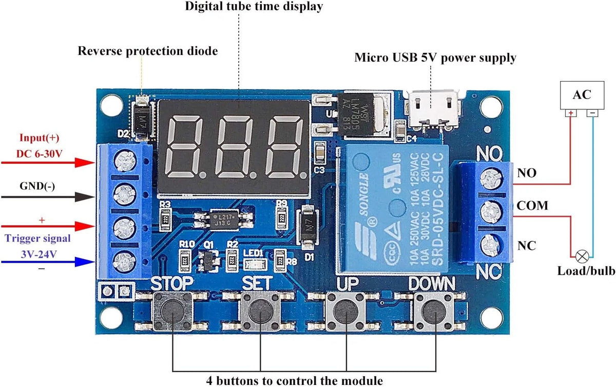 [2 Pack] DC 6-30V Timer Relay Programmable Delay Module Cycle Timer...