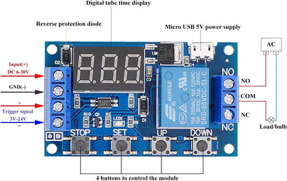 [2 Pack] DC 6-30V Timer Relay Programmable Delay Module Cycle Timer...