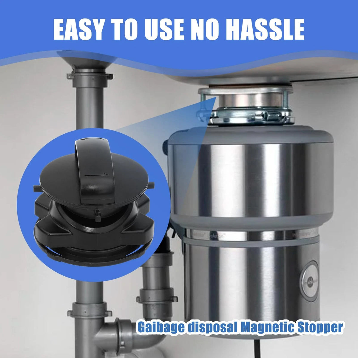 Garbage Disposal Stopper 75257 Magnetic Stopper, for Insin-kerator Black