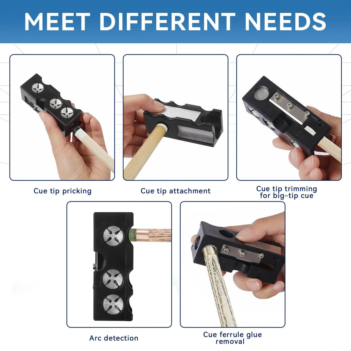 Vastarsky 11-in-1 Pool Cue Tip Shaper, Upgraded Billiards black