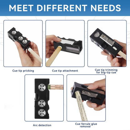 Vastarsky 11-in-1 Pool Cue Tip Shaper, Upgraded Billiards black