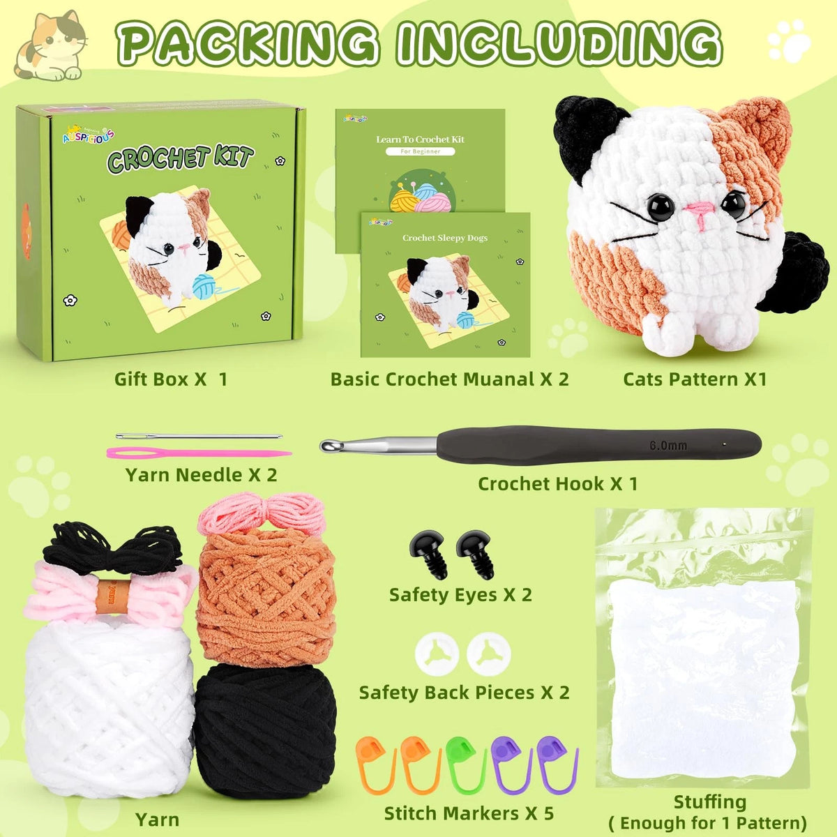 Cat Crochet Kit for Beginners-Calico Kits Adults Calico
