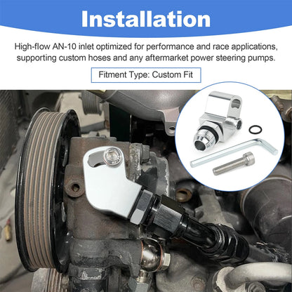 1JZ 2JZ Power Steering Pump Suction Swivel Fitting 10AN Silver