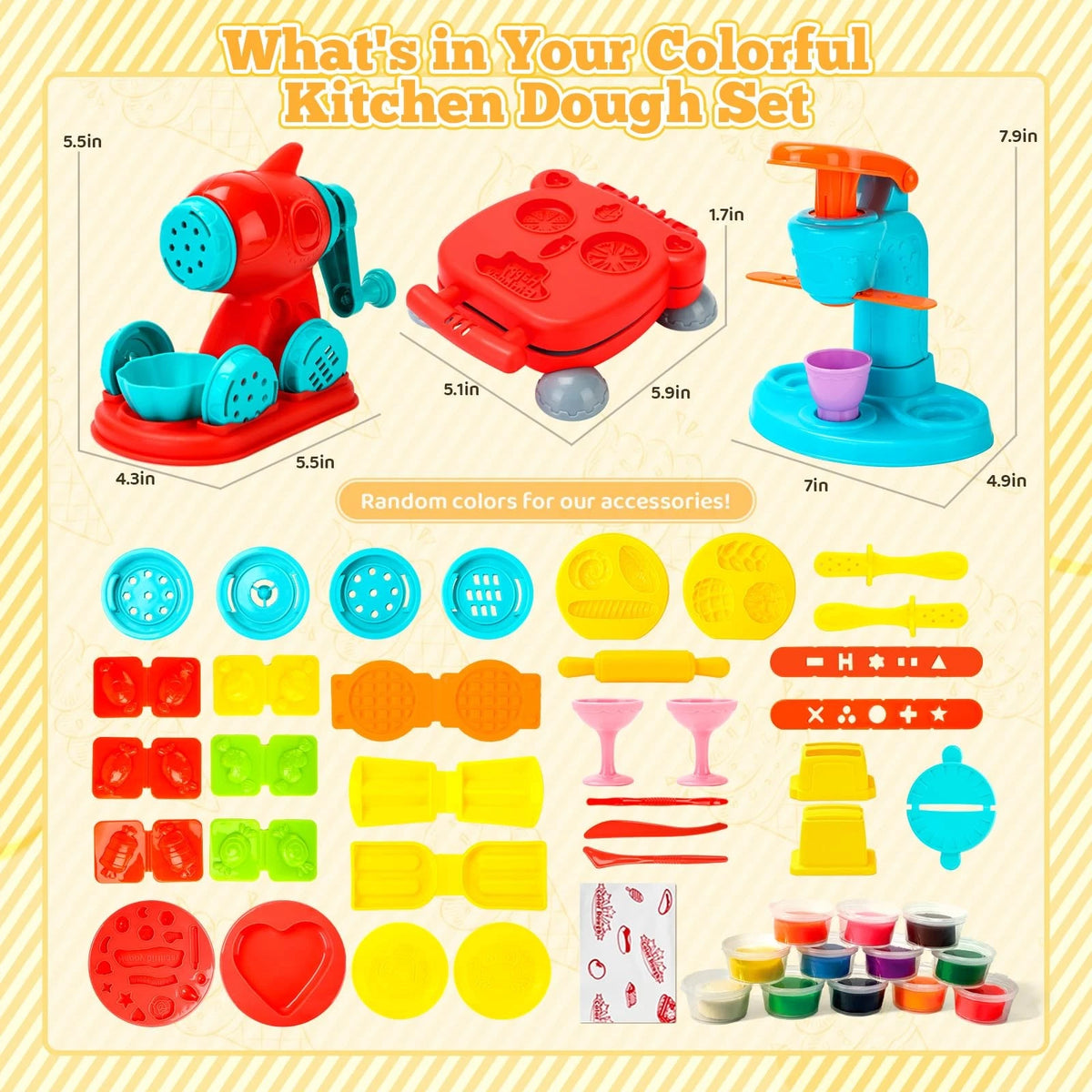 Aprilwolf 59 PCS 3 in 1 Dough Sets for Kids Ages child-size, Multicolor