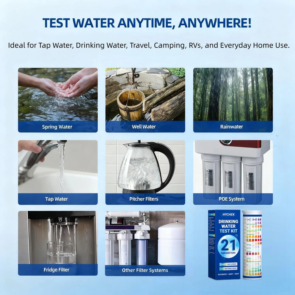 HYCHEK 21 in 1 Accurate Drinking Water Testing Kits, 145 Strips + 4 Bacteria...