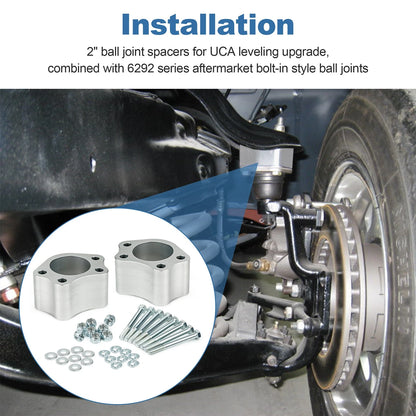 Silver 2 Inch UCA Ball Joint Spacers Leveling Kit For Chevrolet Silverado GMC