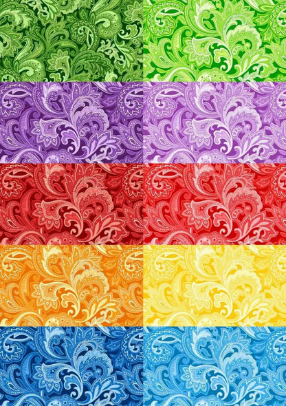 8"x 8" 50 PCS  Cotton Floral Fabric Squares Bundles 50 8"x8", Paisley