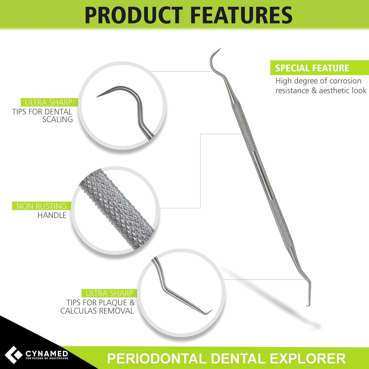 CynaMed Dental Tools Oral Care Kit (5-Pack) – Stainless Steel 6 Piece Set