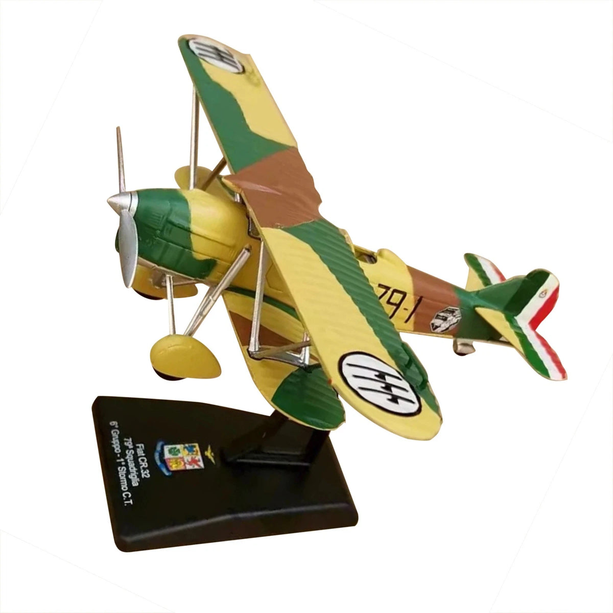 Italian FIAT CR.32 Freccia Biplane Fighter 1/72 Scale Alloy Model Toy with Stand