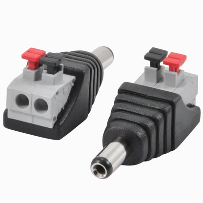10pcs Male 5.5mm x 2.1mm DC Power Jack Screwless Quick Connect for LED 12V 24V