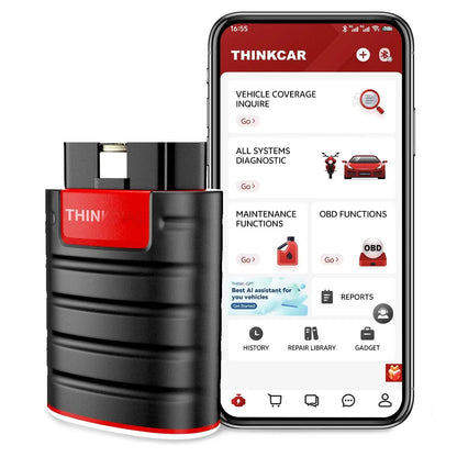 Thinkdiag OBD2 Scanner Bluetooth Full System Portable, Red and Black