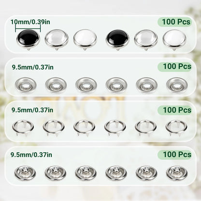 PIGORY Pearl Snaps for Fabric, 3 Colors Solid Sewing