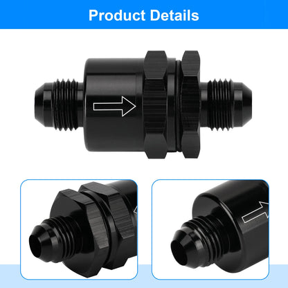 Black Aluminium -6 AN to AN6 Flare Inline Check Valve -Black