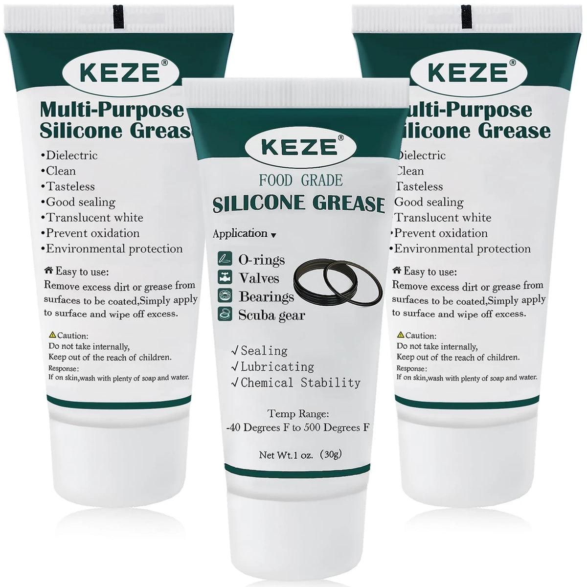 KEZE Silicone Grease Waterproof Food Grade 3 Pack (1oz),