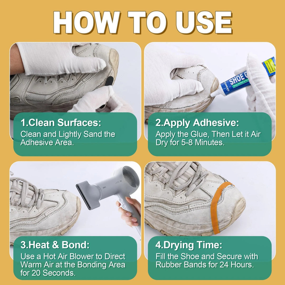 Shoe Glue, Professional Grade Flexible Repair Adhesive - 20ml x 2, Clear