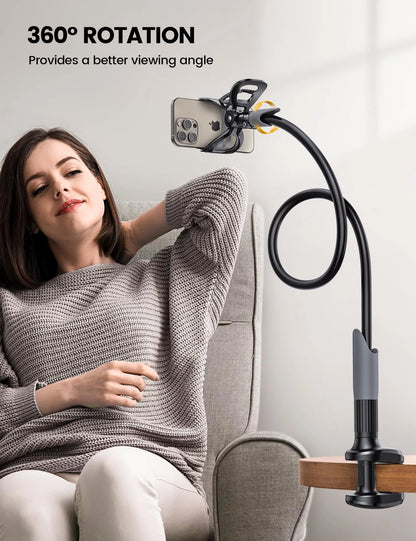 Lamicall Gooseneck Phone Holder for Bed - Cell Mount Clamp Clip, Black