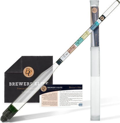 Brewer's Elite Hydrometer - for Home Brew Beer, Wine, Set, Clear