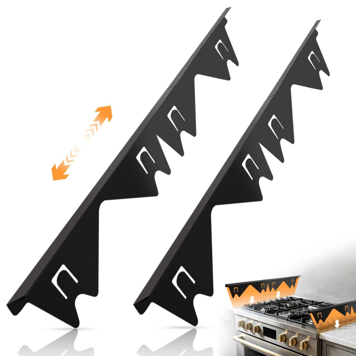 Stainless Steel Stove Gap Covers (2PCS), Filler for Kitchen Black