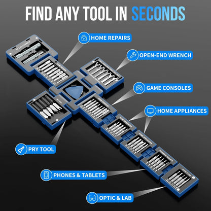 STREBITO 55-in-1 Precision Screwdriver Set, Compact Magnetic Repair Tool Blue