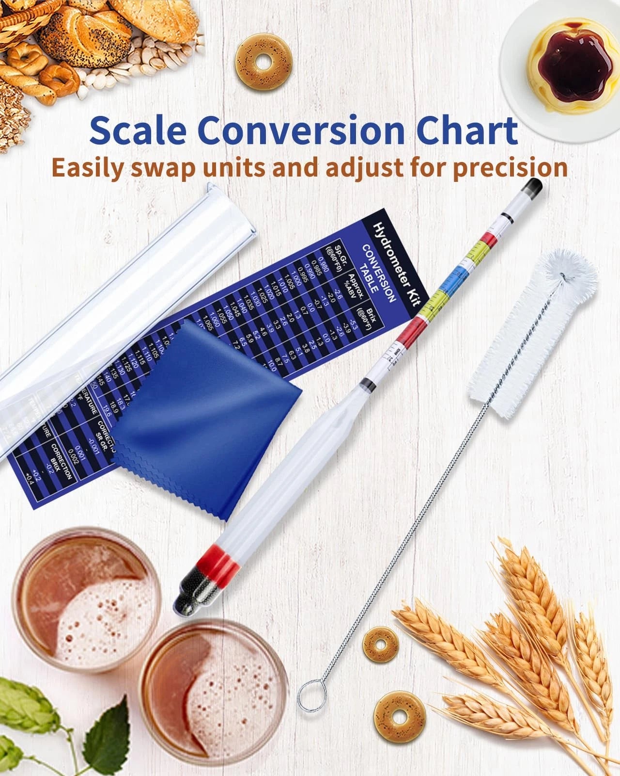 CIMALAB Triple Scale Hydrometer, Plastic Hydrometer with Glass Test Jar