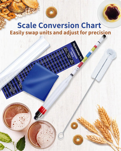 CIMALAB Triple Scale Hydrometer, Plastic Hydrometer with Glass Test Jar