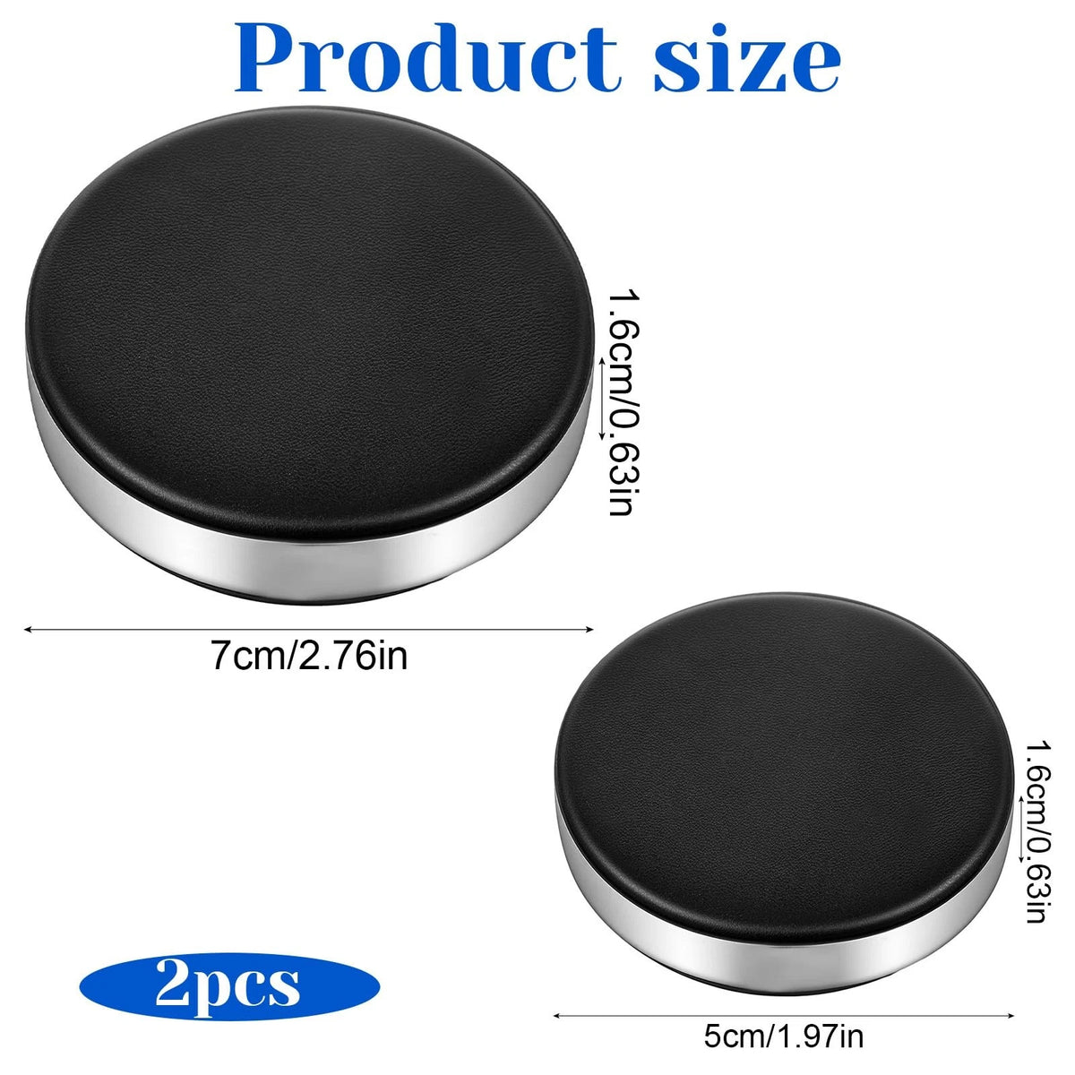 Classicseali 2pcs Watch Cushion, Round Leather Movement Black + Silver