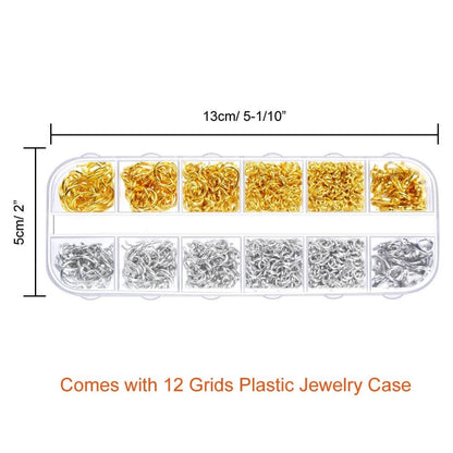 Paxcoo 1200Pcs Open Jump Rings and Lobster Clasps Jewelry Silver Gold
