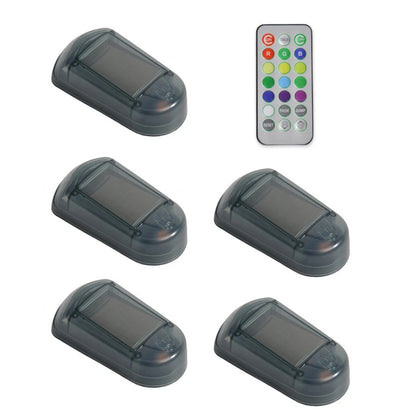 Wireless 5pcs LED Solar Cab Roof Lights With Remote For Trucks Amber Color