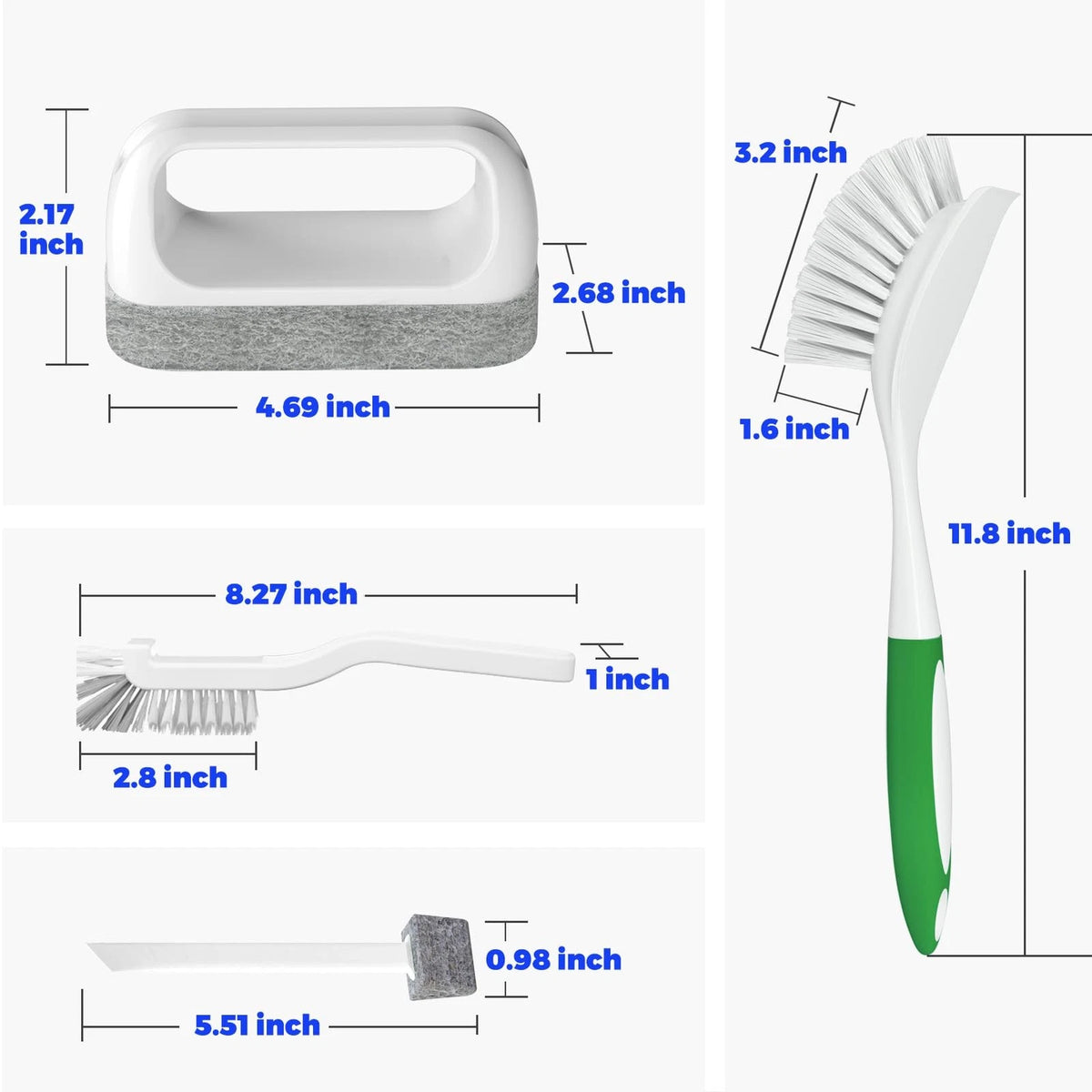 Holikme Dish Brush Cleaning Set for Groove 6 Pack, Green