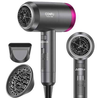 CONFU Ionic Blow Dryer 1600W, Portable Lightweight Fast Drying Negative Grey