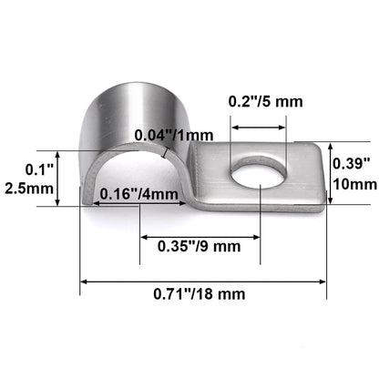 FamlTol One-Hole Mini Unilateral Pipe Clamps, Conduit 1/8"(3mm), Silver