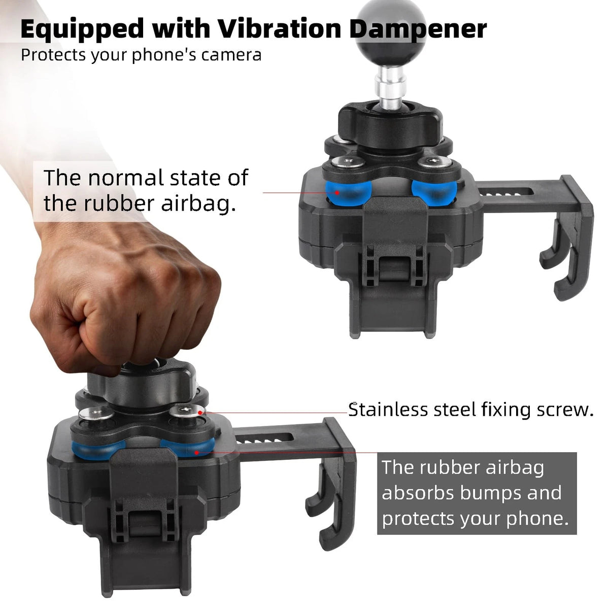 FPN Screw-Mounted Phone Mount Holder with Vibration Dampener [Camera Black