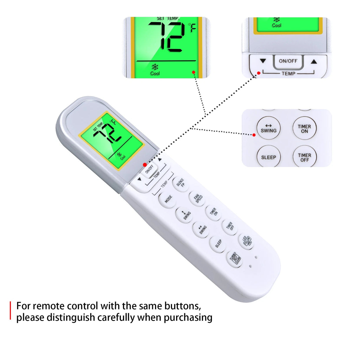 RG36F1(B)/BGEFU1 Remote Control For Cooper&Hunter Ductless Mini Split Heat
