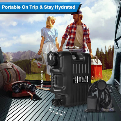 Portable Camping Shower with 5 Gallon Water Jug, 6000mAh 5 Gallon, Black
