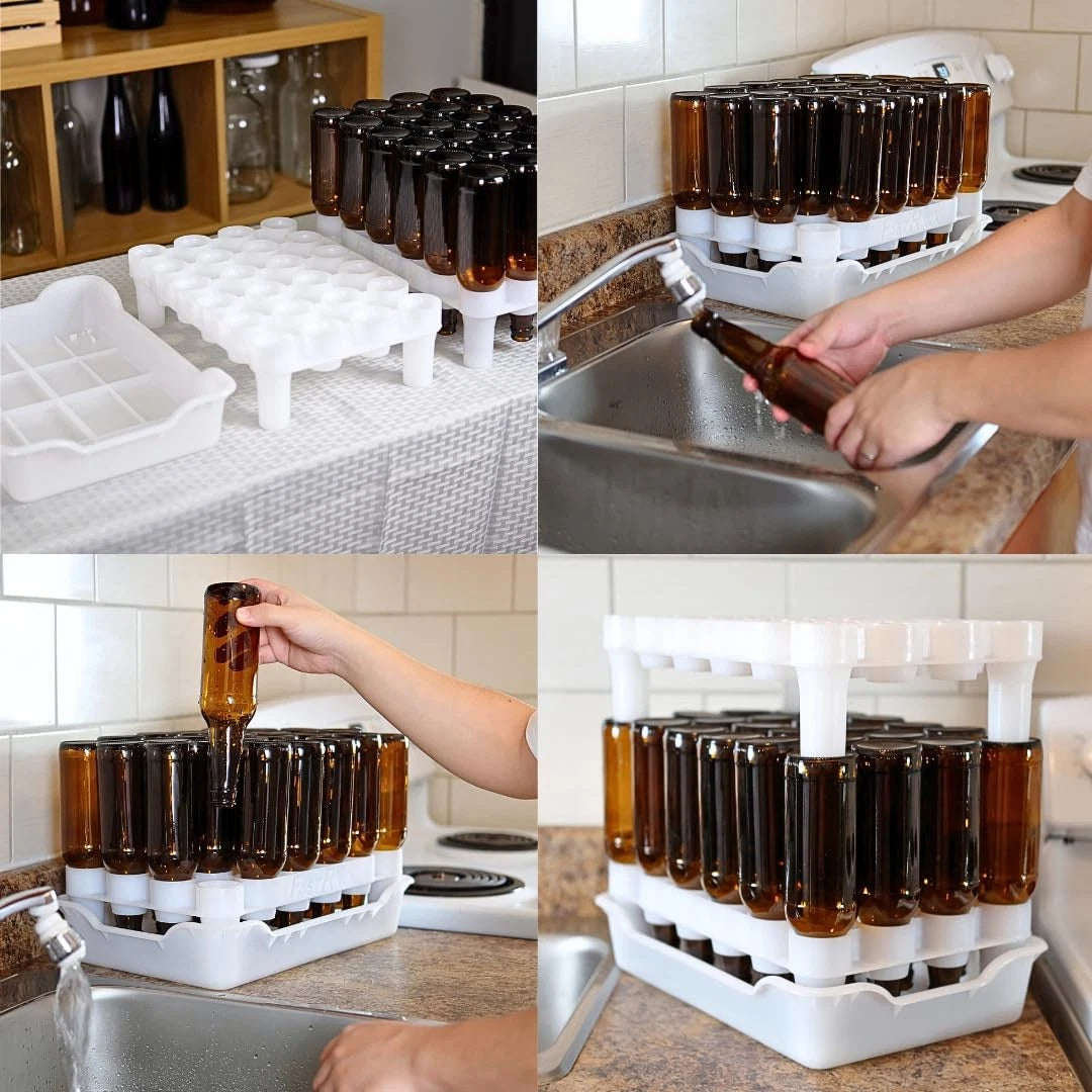 FASTFERMENT - 24-Bottle Drying Rack & Tray| Bottle Tree White