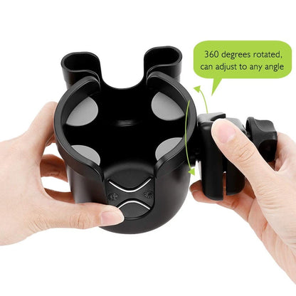 Accmor Stroller Cup Holder with Phone Holder, 1 Count (Pack of 1), All Black