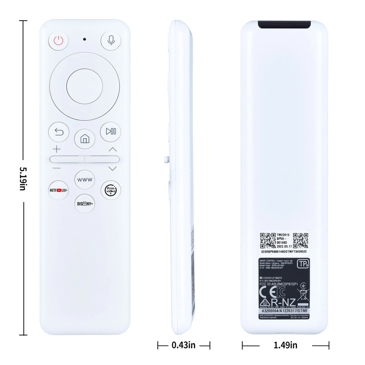BP59-00149D Voice Remote Control For Samsung TV BP59-00149A -Rechargeable