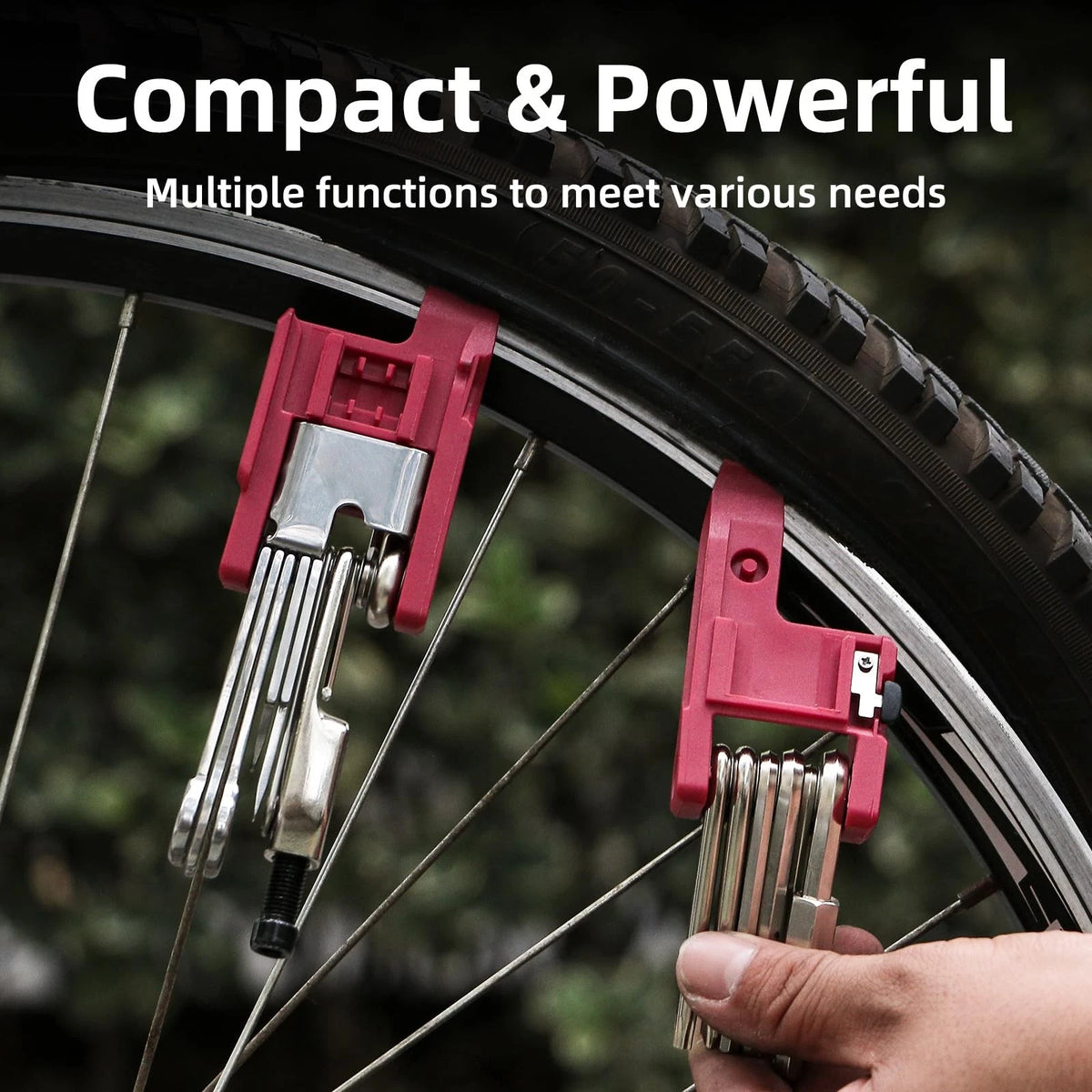 BONNEAIDE 21 Bike Repair Multitool Kit with Carry Case, Portable Silver, Red