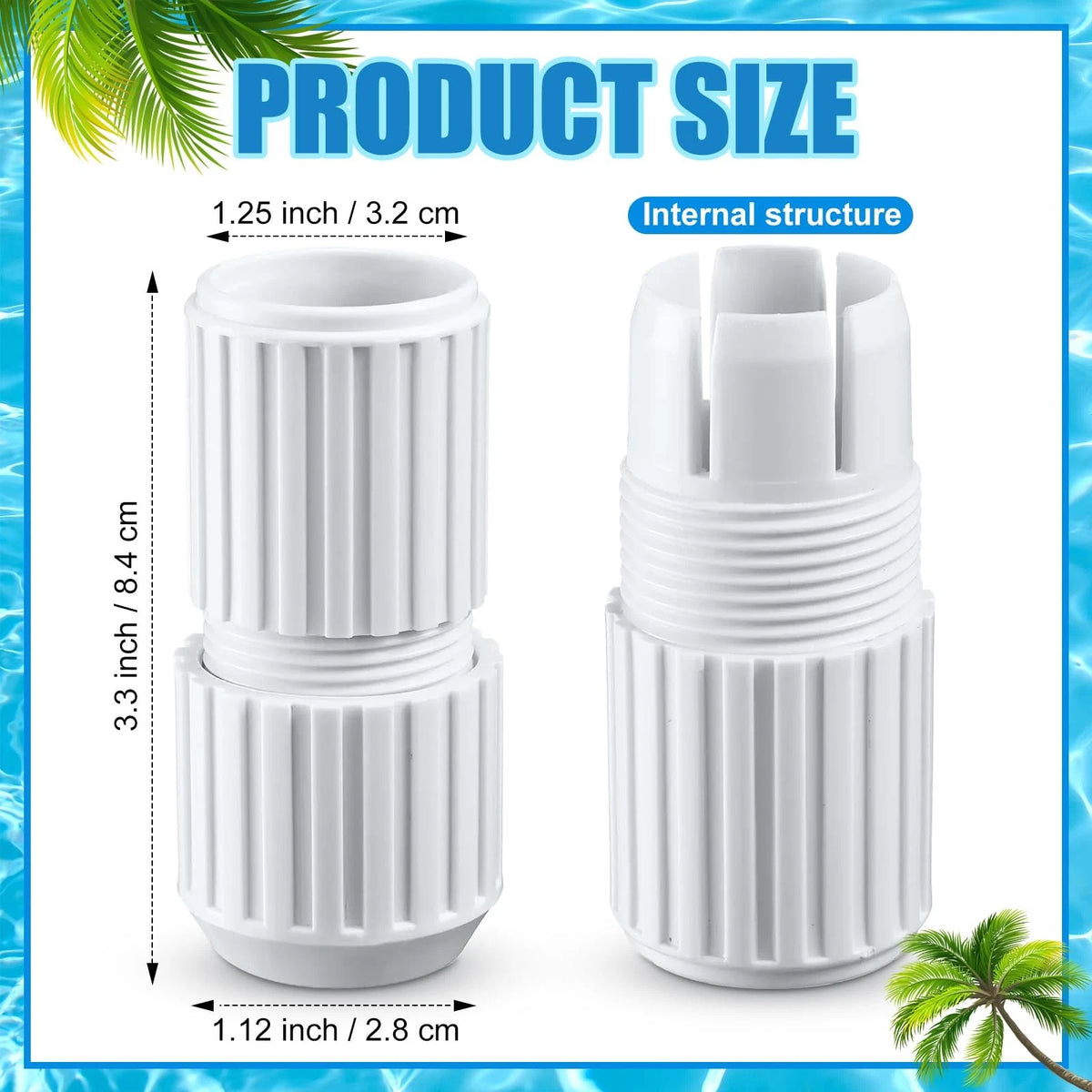 RattanView 4 Pcs Pool Telescopic Pole White External Cam white