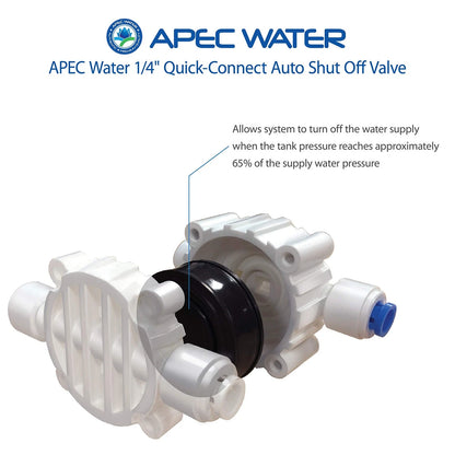 APEC Water Systems Auto Shut Off Valve Replacement Part (ASO) 0.25 Inch, White