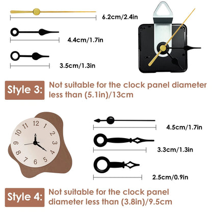 3PCS Clock Mechanism Replacement Kit with 8 Pairs + 8 Pairs, Black