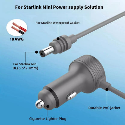 1PC High Quality Power Cable Cigarette Lighter Adapter For Starlink Mini Antenna