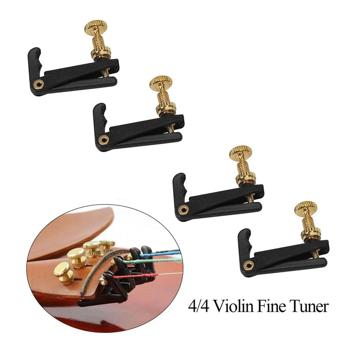 TUOREN 4Pcs Ebony Violin Tuning Pegs and Fine 4/4 size, Black
