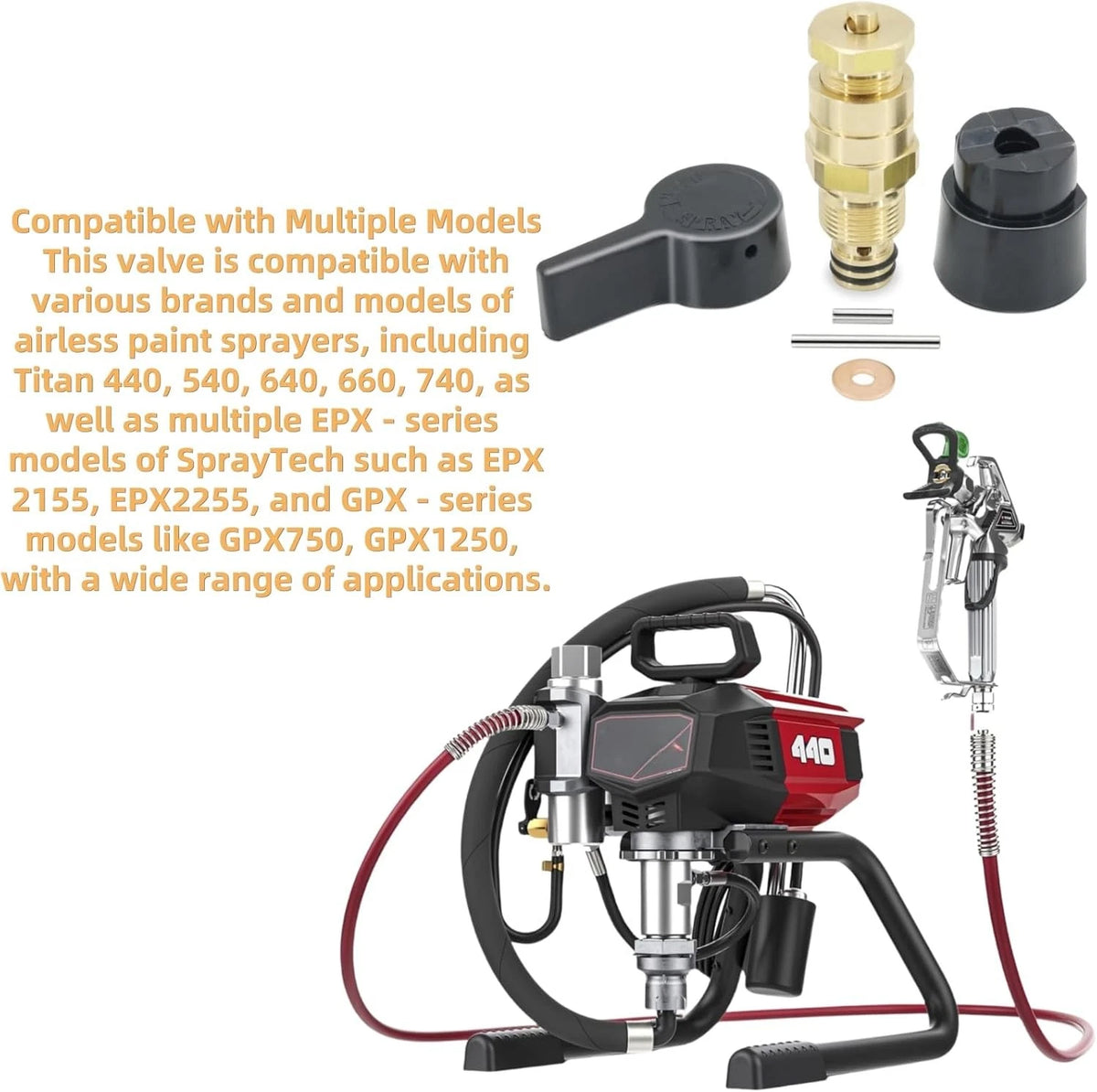 700258 Prime Spray Valve Kit,Drain Compatible with Titan 440 540 Brass