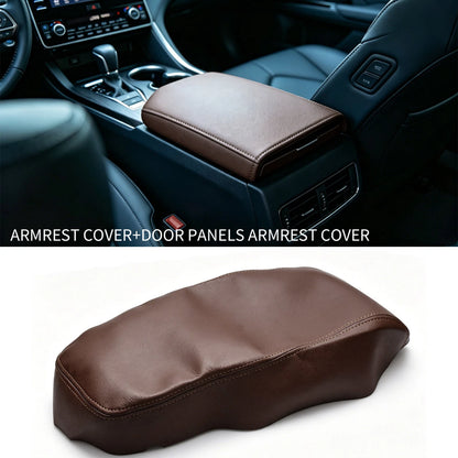 For Toyota Avalon 2013-18 Brown Console Lid Armrest & Door Panel Leather Cover