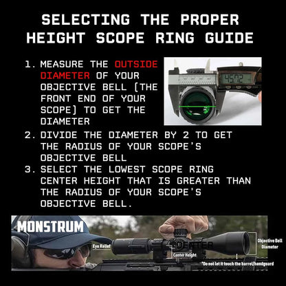 Monstrum Precision Picatinny Scope Rings | 1 inch 1.00 height, Black