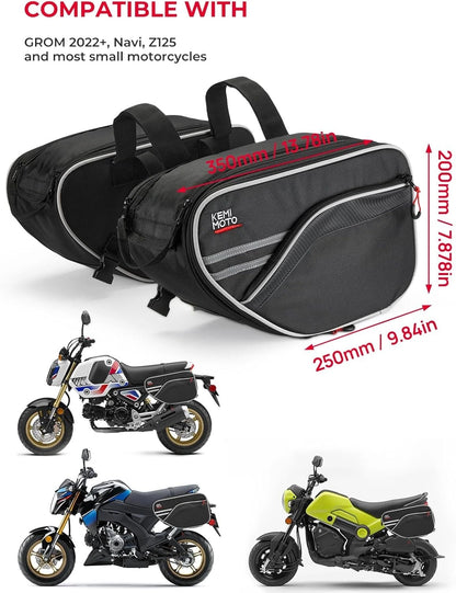 KEMIMOTO Motorcycle Saddlebags Bag Expandable 24-30L (15L*2) One Size, Black
