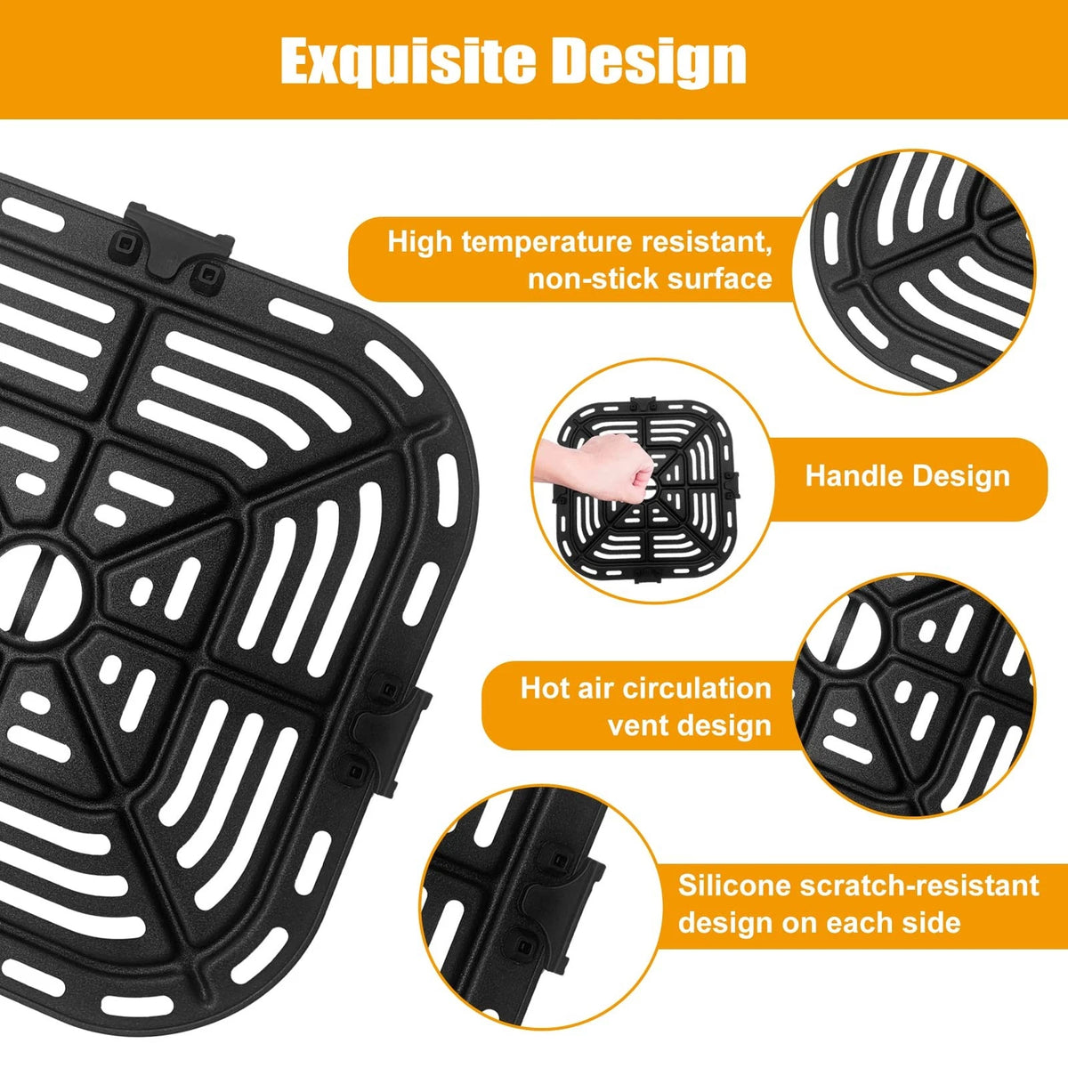 Air Fryer Grill Pan for COSORI Pro LE 5 8.26 x For 5QT, Black